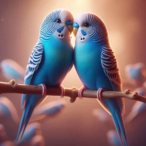 Periquitos de amor de resina